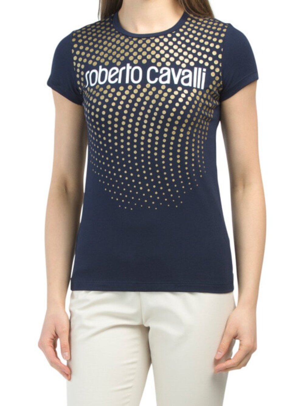 ROBERTO CAVALLI Allover Dots Logo T-shirt size S